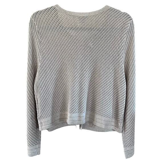 NWT: TALBOTS Beige Sheer Sweater Cardigan W/ Gold Metallic Shimmer Large (C-207) - Picture 3 of 9